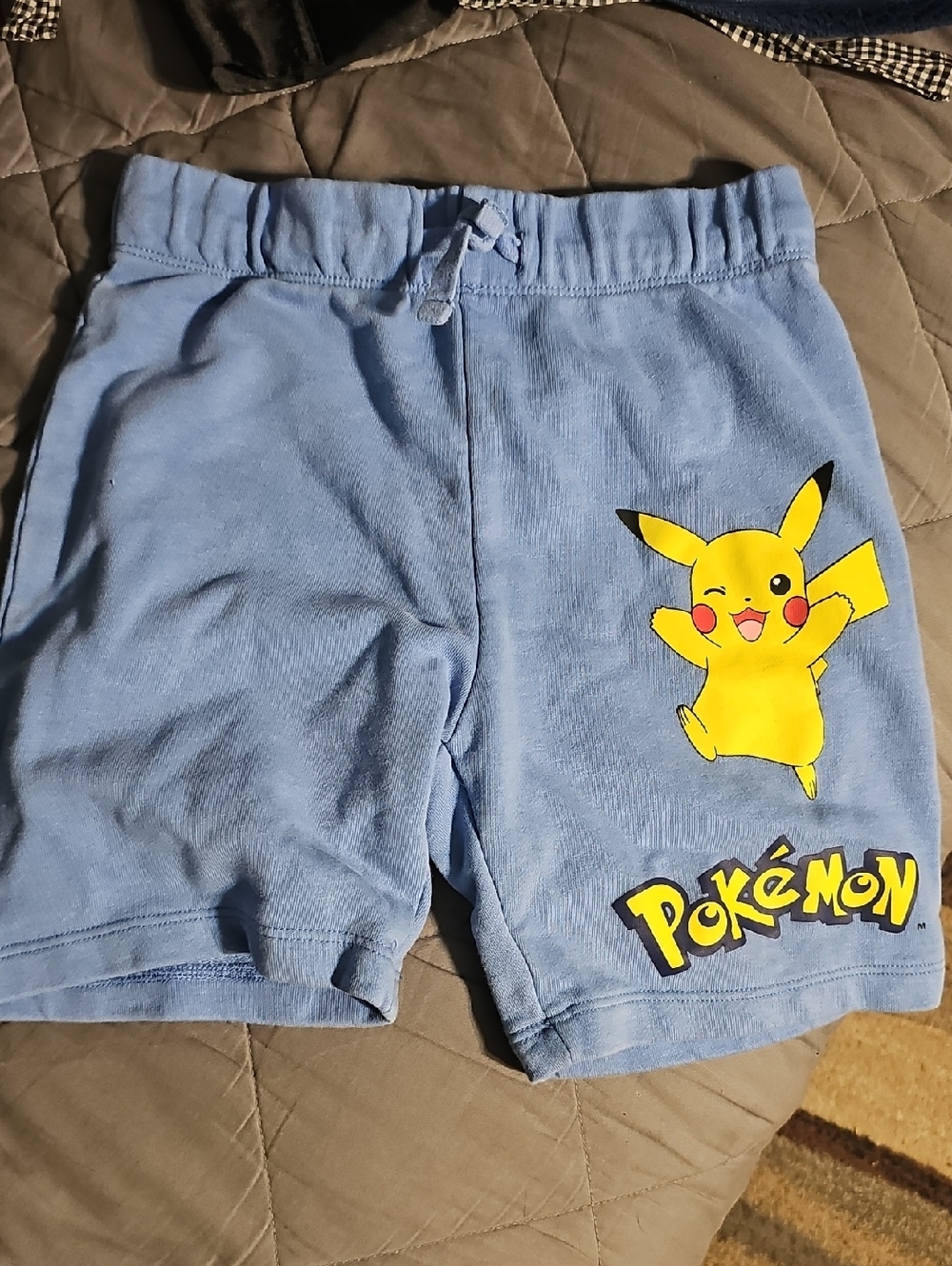 H&M Light Blue Shorts with Yellow Pikachu Graphic